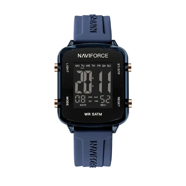 Naviforce 7120 Silicone Strap Multi-Functional Sport Fashion Digital Women Watch – Dial Color: Black, Strap Color: Blue – View 1