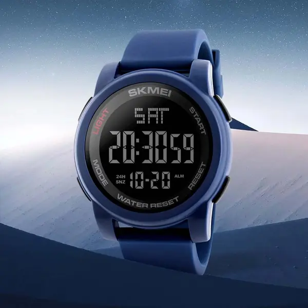 SKMEI 1257 Premium Multifunctional Digital Sporty Men's Watch – Dial Color: Black, Strap Color: Blue – View 2