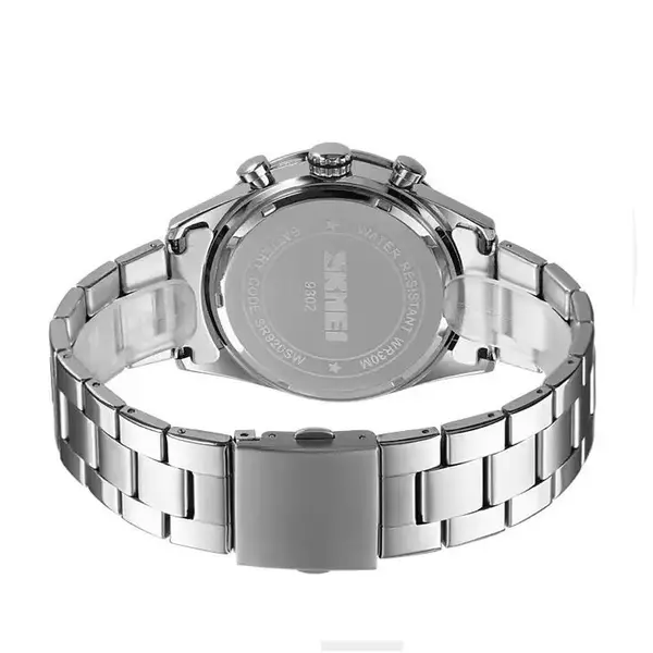 Skmei 9367 New Arrival Stainless Steel Strap Calendar Colorful Ladies Wristwatch – Dial Color: Blue, Strap Color: Silver – View 3