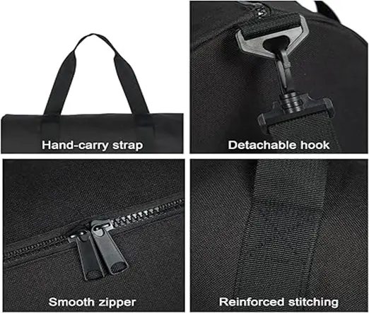 Women Men 12L Fitness Workout Adjustable Detachable Shoulder Strap Lightweight Gym Bag – Color: Black – View 3