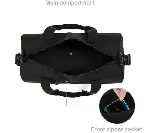 Women Men 12L Fitness Workout Adjustable Detachable Shoulder Strap Lightweight Gym Bag – Color: Black – View 2
