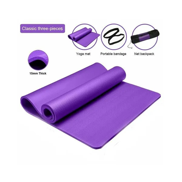 Non Slip Yoga and Exercise Mat 6 mm Durable Construction – Color: Purple, Thickness: 6 mm – View 3