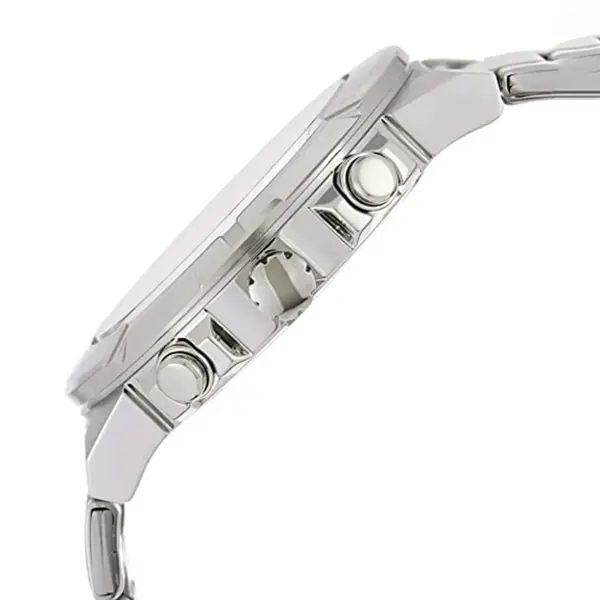 CASIO MTP-E500D-1AV Heavy Duty Stainless Steel Silver Waterproof Chronograph Men's Watch – Dial Color: White, Strap Color: Silver – View 2