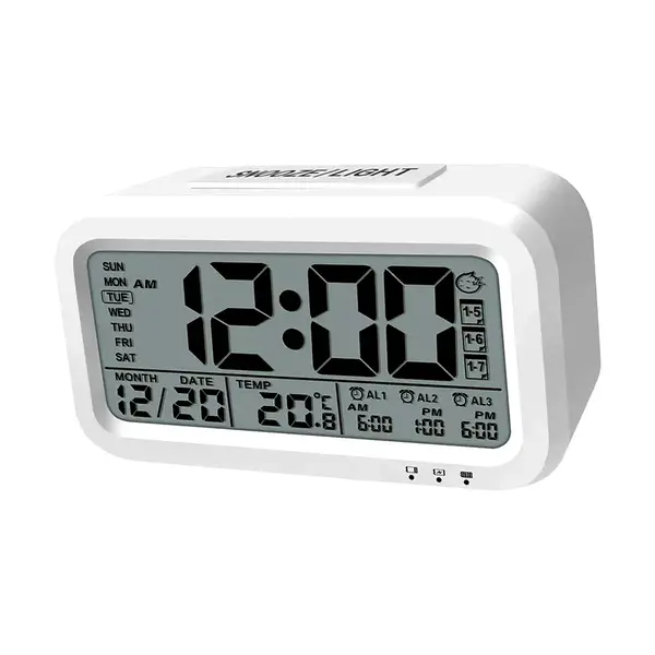 Data Time Calendar Desktop Multifunction LED Digital Table Clock – Color: White – View 2