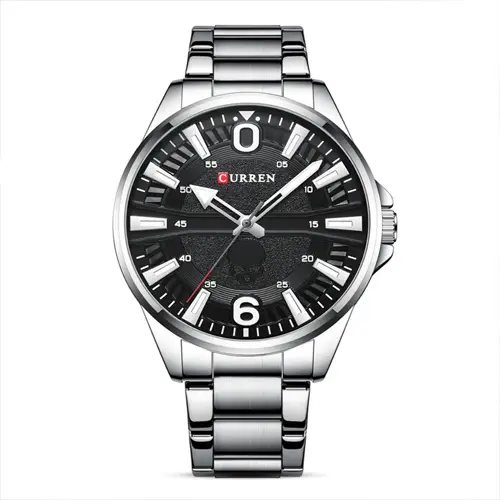 Curren 8389 High Quality Stainless Steel Quartz Analog Fashion Men's Watch – Dial Color: White, Strap Color: White – View 1