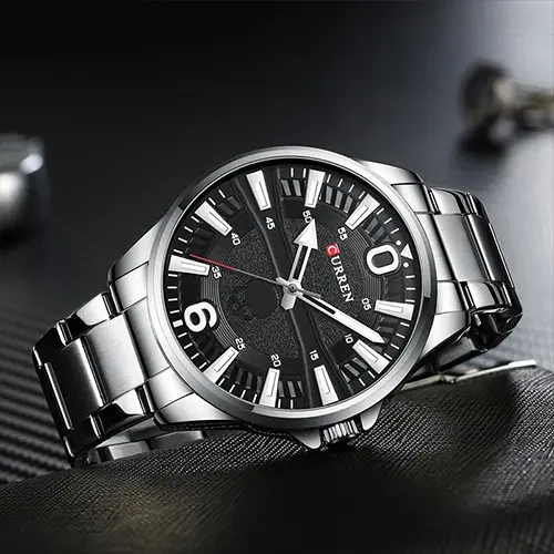 Curren 8389 High Quality Stainless Steel Quartz Analog Fashion Men's Watch – Dial Color: White, Strap Color: White – View 4