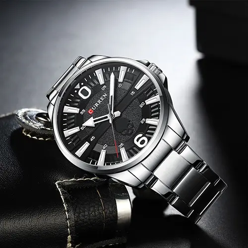Curren 8389 High Quality Stainless Steel Quartz Analog Fashion Men's Watch – Dial Color: White, Strap Color: White – View 5