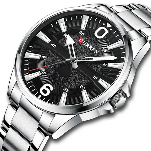 Curren 8389 High Quality Stainless Steel Quartz Analog Fashion Men's Watch – Dial Color: White, Strap Color: White – View 3