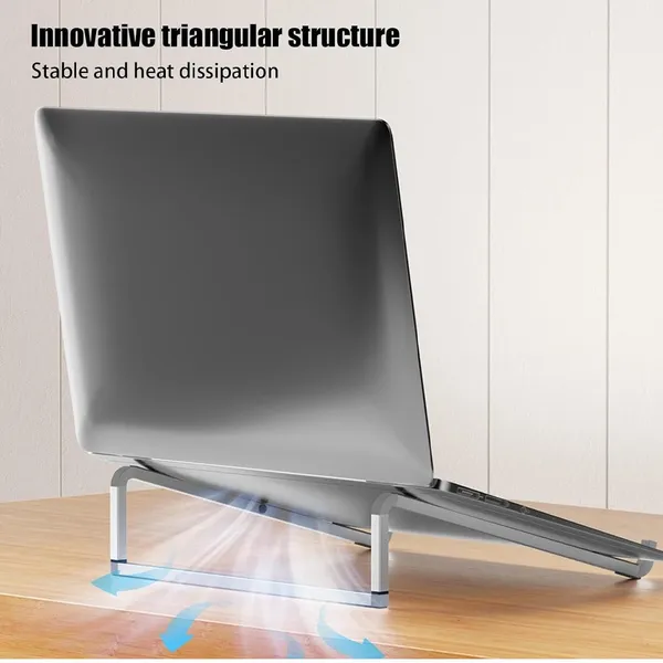 Aluminum Alloy Adjustable and Foldable Air-Ventilated Laptop Stand – Color: Black – View 5
