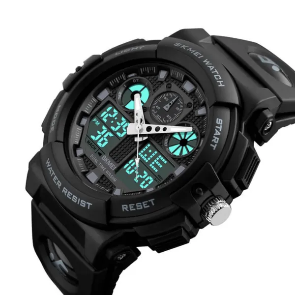 SKMEI 1270 Waterproof Digital Analog Multifunction Sports Men’s Watch – Dial Color: Black, Strap Color: Black – View 4