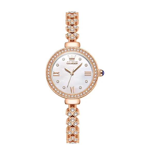 OLEVS 9903 Simple Luxury Zinc Alloy Bracelet Women Casual Watch – Dial Color: White, Strap Color:  Brown  – View 1