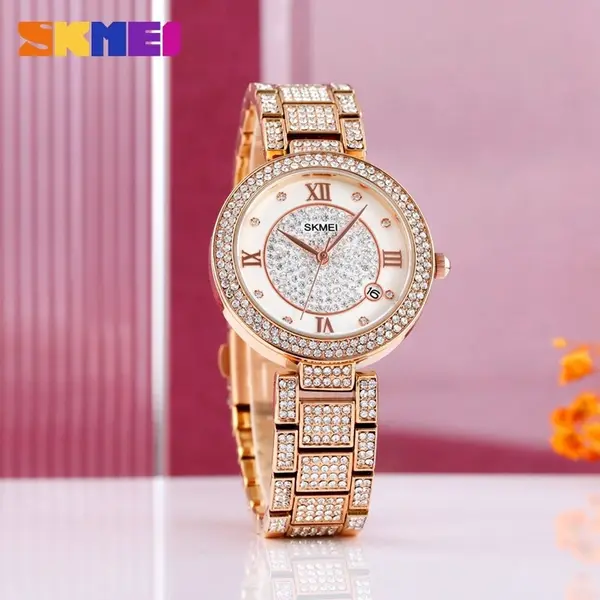 SKMEI 1739 Stainless Steel Analog Watch For Women – Dial Color: Brown, Strap Color:  Brown  – View 2