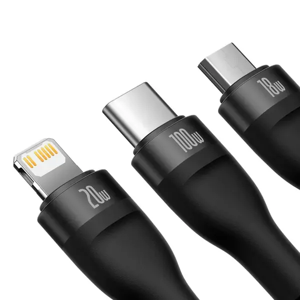 Baseus Flash Series II 100W 3-in-1 Fast Charging Cable – View 2