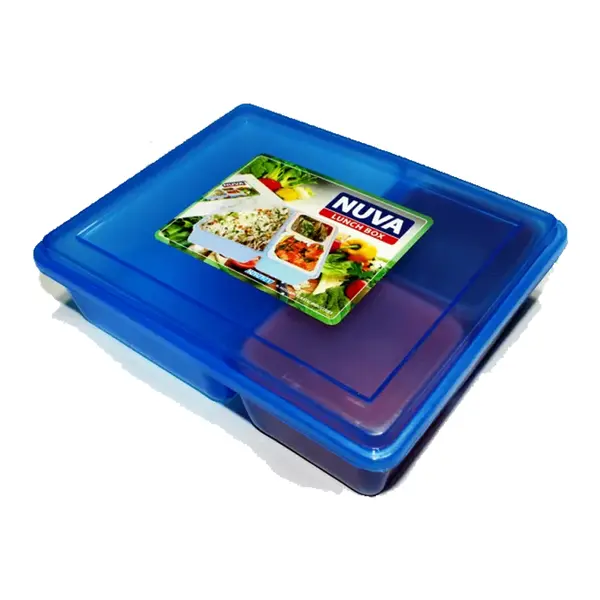 3-Container Plastic Snack Tiffin Lunch Box – Color: Blue – View 1