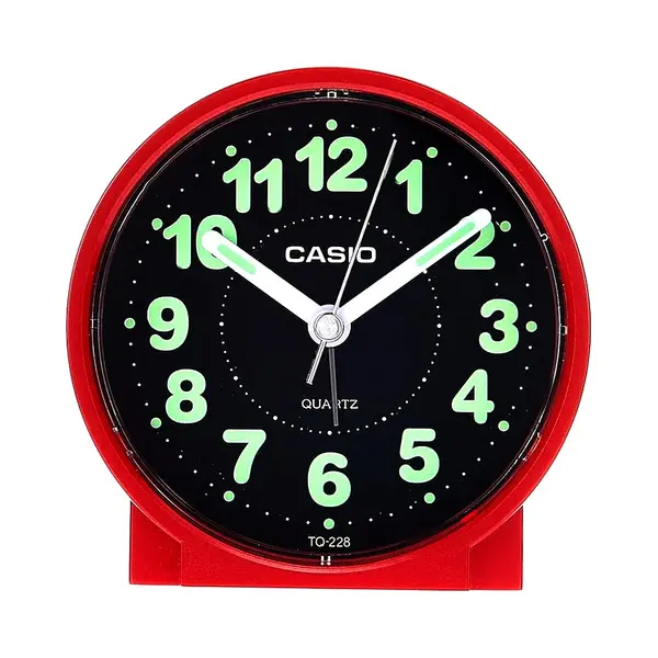 Casio TQ-228-1DF Analog Multicolor Alarm Table Clock – Color: Red – View 1