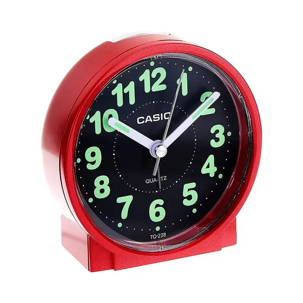 Casio TQ-228-1DF Analog Multicolor Alarm Table Clock – Color: Red – View 2