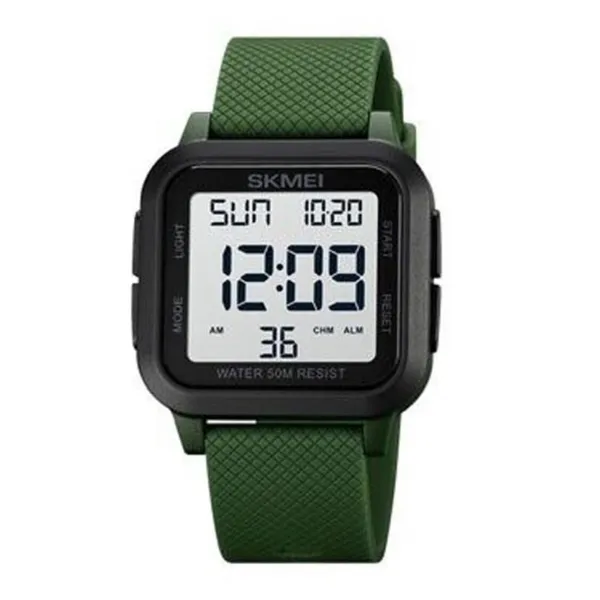 SKMEI 1894 Multifunction Waterproof Sport Digital LED Men's Watch – Dial Color: White, Strap Color: Green  – View 1