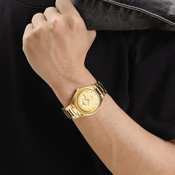 Naviforce NF8030 Military Stainless Steel Quartz Analog Men’s Watch – Dial Color: Gold, Strap Color: Gold – View 4