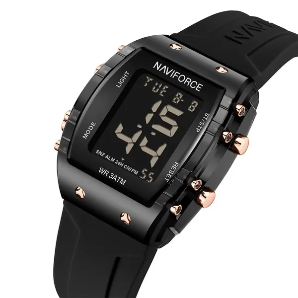 NAVIFORCE 7102 Transparent Digital Date Children’s Sports Watch – Dial Color: Black, Strap Color: Black – View 2