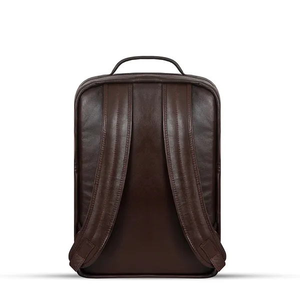 Smart New 4G Laptop Genuine Cow Leather Backpack with Big Space – Color: Brown – View 4