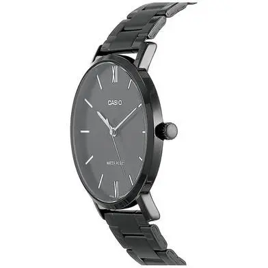 Casio MTP-VT01D-2BUDF Enticer Men's Analog Stainless Steel Chain Wristwatch – Dial Color: Black, Strap Color: Black – View 2