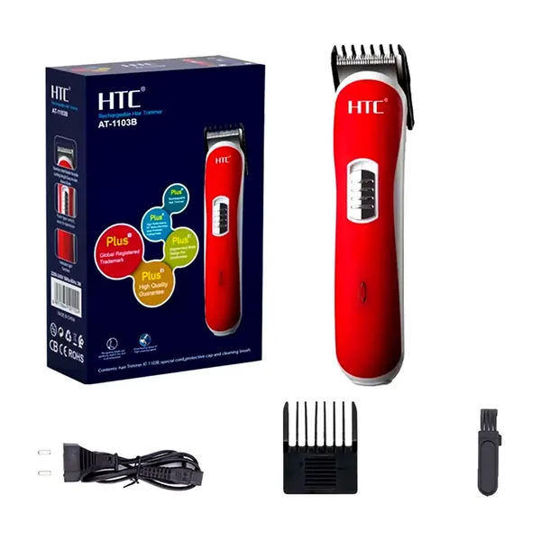 HTC AT-1103B Rechargeable Cordless Hair Trimmer for Men – Color: Red – View 3