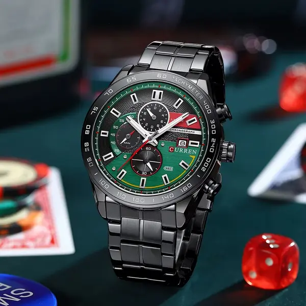 Curren 8410 Multifunction Stainless Steel Fashionable Men's Watch – Dial Color: Black, Strap Color: Black – View 4