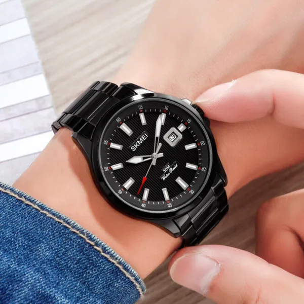 SKMEI 1654 Luxury Stainless Steel Relojes Para Hombre Men's Watch – Dial Color: Black, Strap Color: Black – View 4