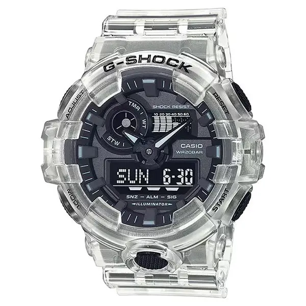 Casio GA-700SK-1A G-Shock Ethereal Skeleton Translucent Multipurpose Men's Watch – Dial Color: White, Strap Color: White – View 1