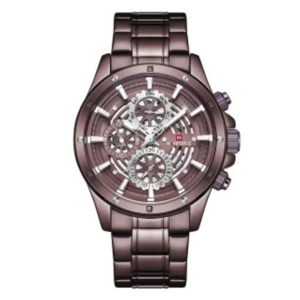 Naviforce NF9150 Luxury Steel Quartz Waterproof Sport Men's Watch – Dial Color: Rose, Strap Color: Rose – View 1