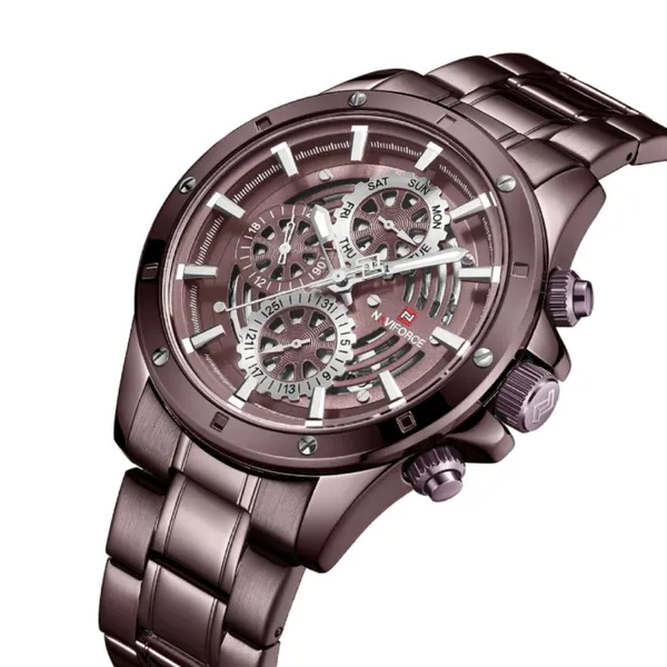 Naviforce NF9150 Luxury Steel Quartz Waterproof Sport Men's Watch – Dial Color: Rose, Strap Color: Rose – View 2