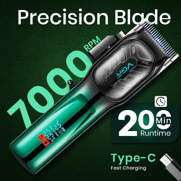 VGR V-654 Professional Trimmer for Men – Color: Green – View 3