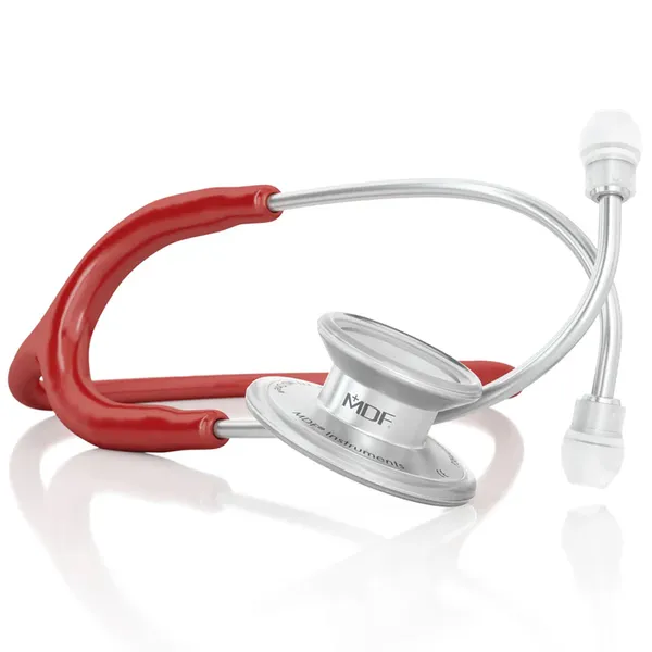 MDF MDF777 One Stainless Steel Dual Head Stethoscope – Color: Red – View 2