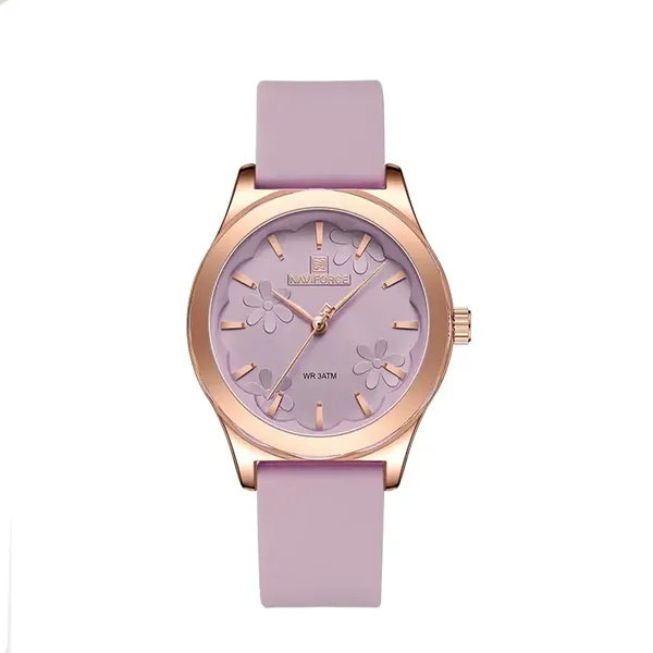 NAVIFORCE 5051 Fashion Women’s Watch 30m Waterproof Silicone Strap Casual Commuter Quartz Ladies Watch – Dial Color: Pink, Strap Color: Pink – View 1