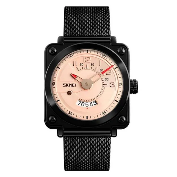 Skmei 9172 Luxurious Stainless Steel Men's Watch – Dial Color: Rose, Strap Color: Black – View 1