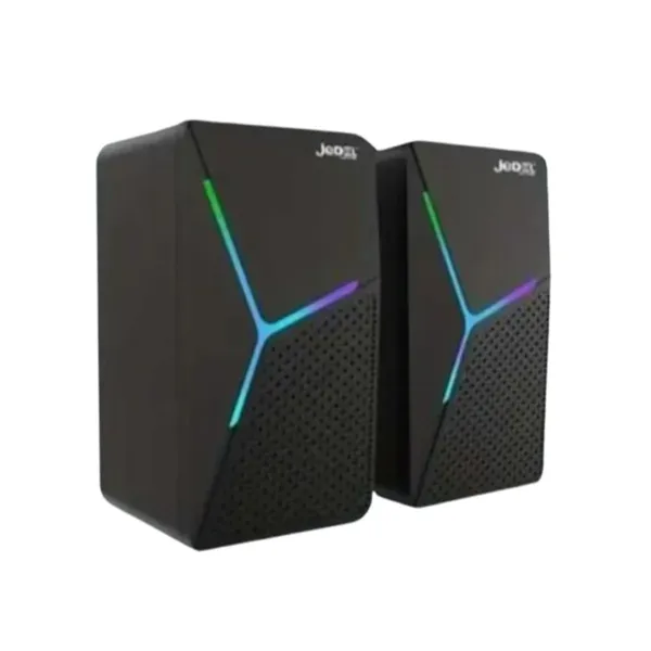 Jedel S-553 3W Dual RGB USB Speaker with 52mm Drivers (Black/Red/Blue Light) – View 1