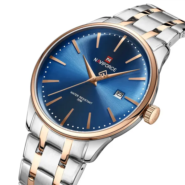 NAVIFORCE NF9230 Gentle Elegant Waterproof Men’s Watch – Dial Color: Blue, Strap Color: Silver – View 2