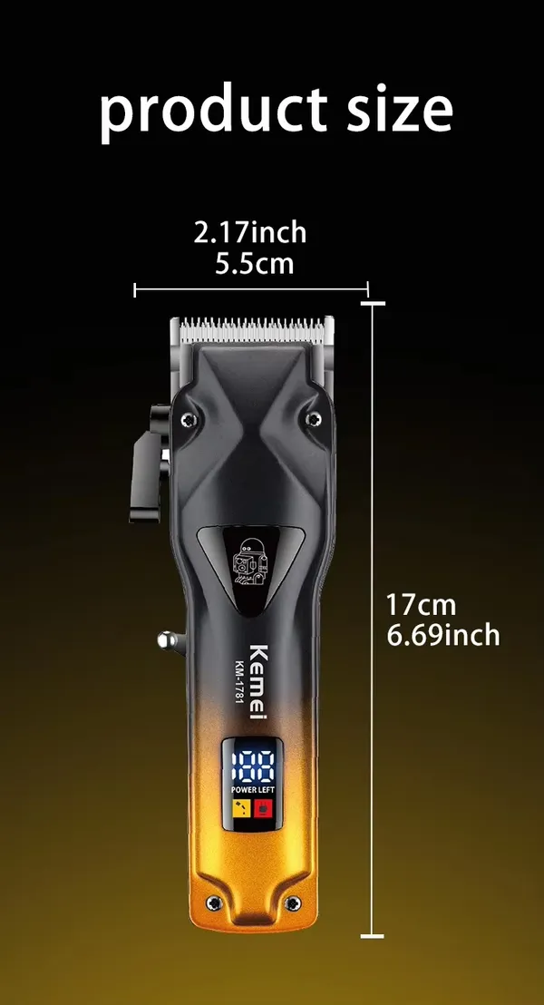 Kemei KM-1781 Professional Rechargeable Hair Trimmer – Color: Gold – View 2