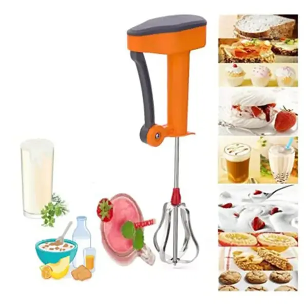 Power Free Emphasizing Value Manual Hand Blender Good Durability – Color: Orange – View 2
