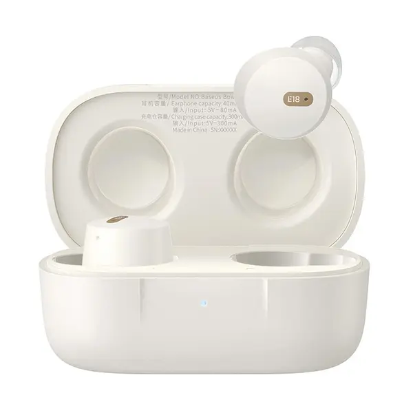 Baseus Bowie E18 True Wireless Bluetooth Earbuds – Color: White – View 1