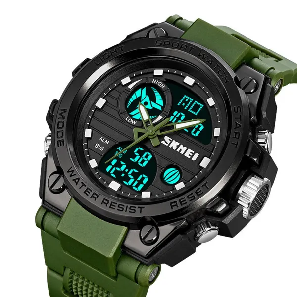 SKMEI 2031 Sport Chronograph Waterproof Men's Watch  – Dial Color: Black, Strap Color: Green  – View 2