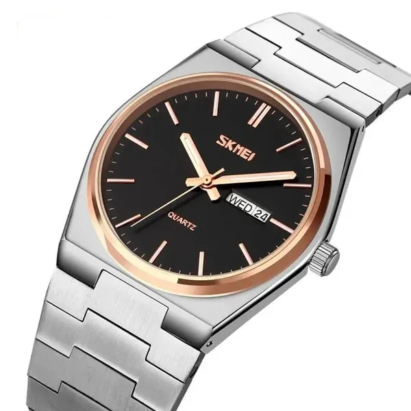 Skmei 9288 Zinc Alloy Luxury Material Men's Watch – Dial Color: Rose, Strap Color: Silver – View 2