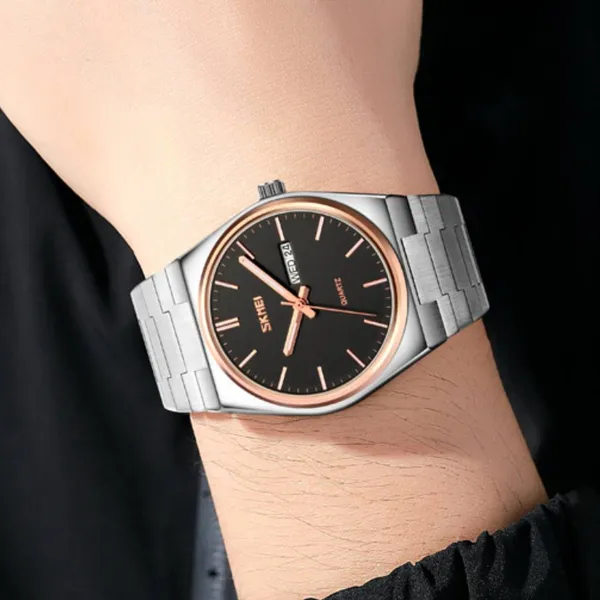 Skmei 9288 Zinc Alloy Luxury Material Men's Watch – Dial Color: Rose, Strap Color: Silver – View 4