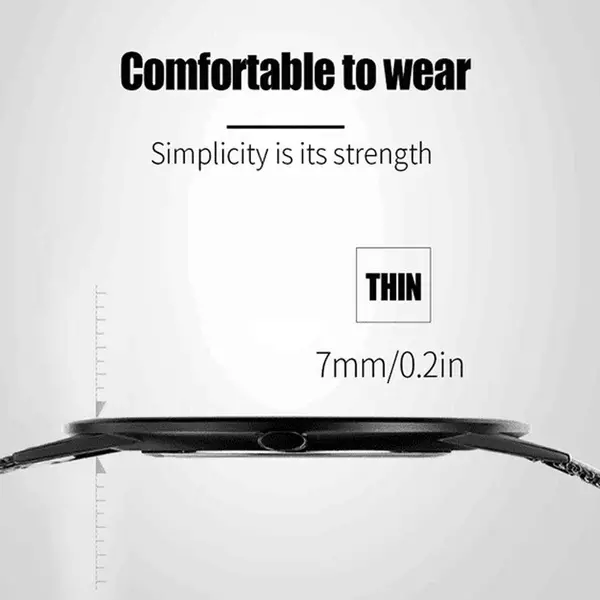CRRJU 2172 High-Quality Slim Stainless Steel Strap Analog Quartz Formal Men’s Watch – Dial Color: Rose, Strap Color: Black – View 3