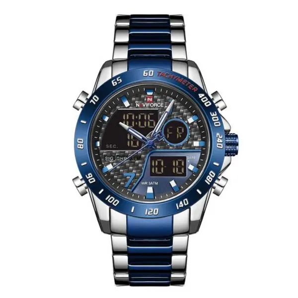 Naviforce NF9171 Fashion Stainless Steel Quartz Men's Watch  – Dial Color: Blue, Strap Color: Blue – View 1