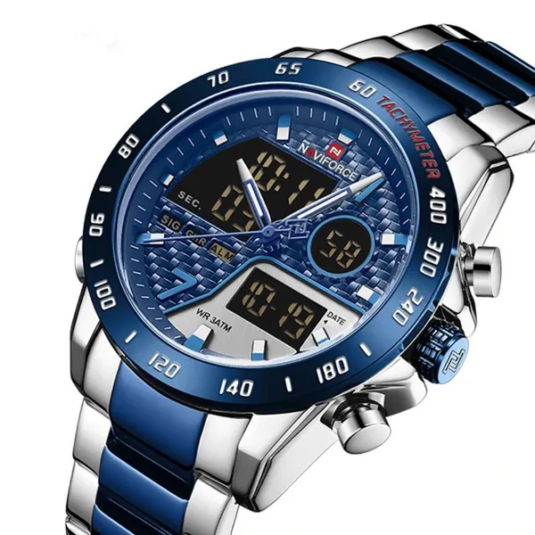 Naviforce NF9171 Fashion Stainless Steel Quartz Men's Watch  – Dial Color: Blue, Strap Color: Blue – View 2