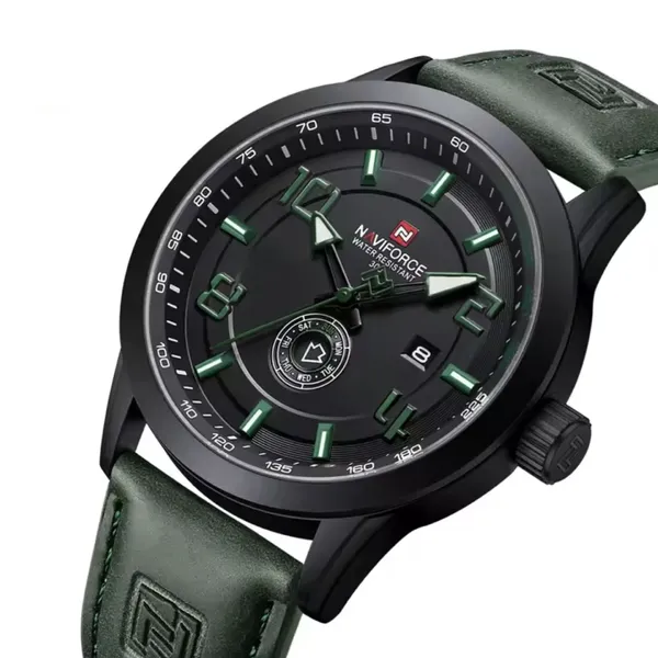 NAVIFORCE NF9229 Youth Retro Fashion Luminous Quartz Men's Watch – Dial Color: Green, Strap Color: Green – View 2