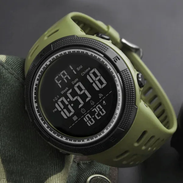 Skmei 1251 Digital Dial PU Strap Waterproof Sports Men's Watch – Dial Color: Black, Strap Color: Green – View 3