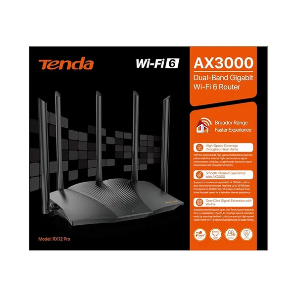 Tenda TX12 Pro v2.0 AX3000 Dual Band Gigabit Wi-Fi 6 Router – View 4