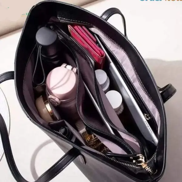 Premium Luxury PU Leather Crossbody Shoulder Bag – Color: Black – View 3
